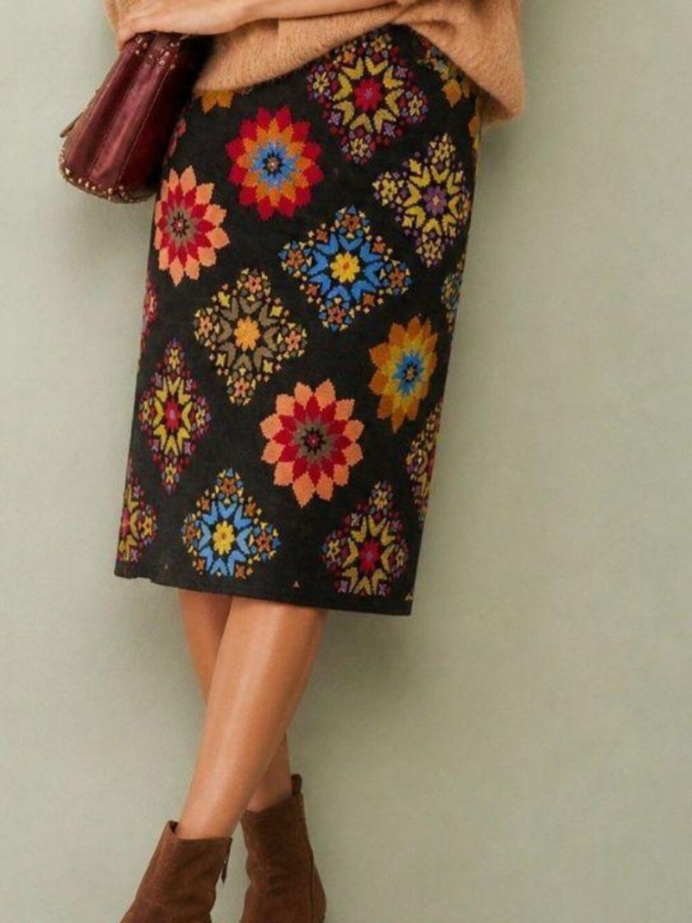Anthropologie Mauve Mod Knit Skirt